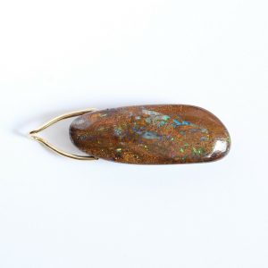 Solid boulder opal pendant with 18ct yellow gold