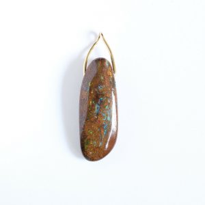 Solid boulder opal pendant with 18ct yellow gold